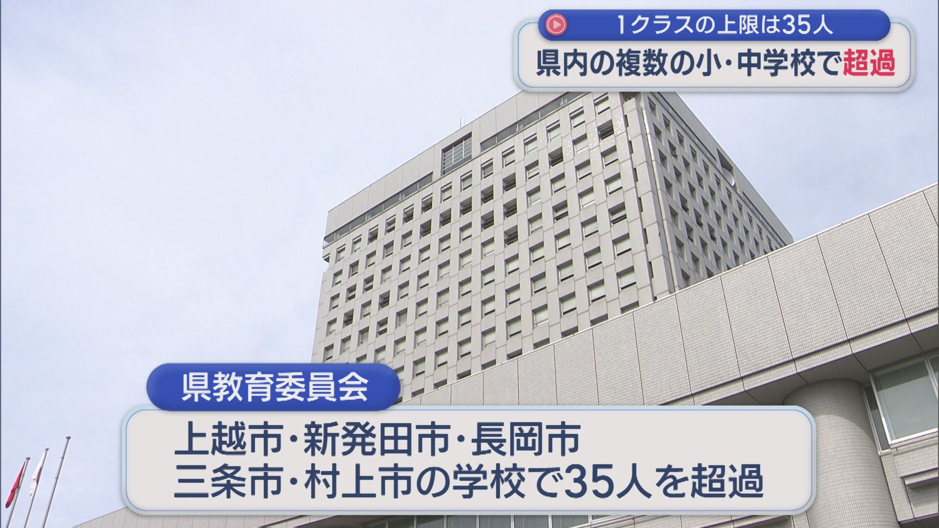 複数の小・中学校でひと学級の定員超過、1クラスの上限は35人【新潟】 2026年05月13日(水)