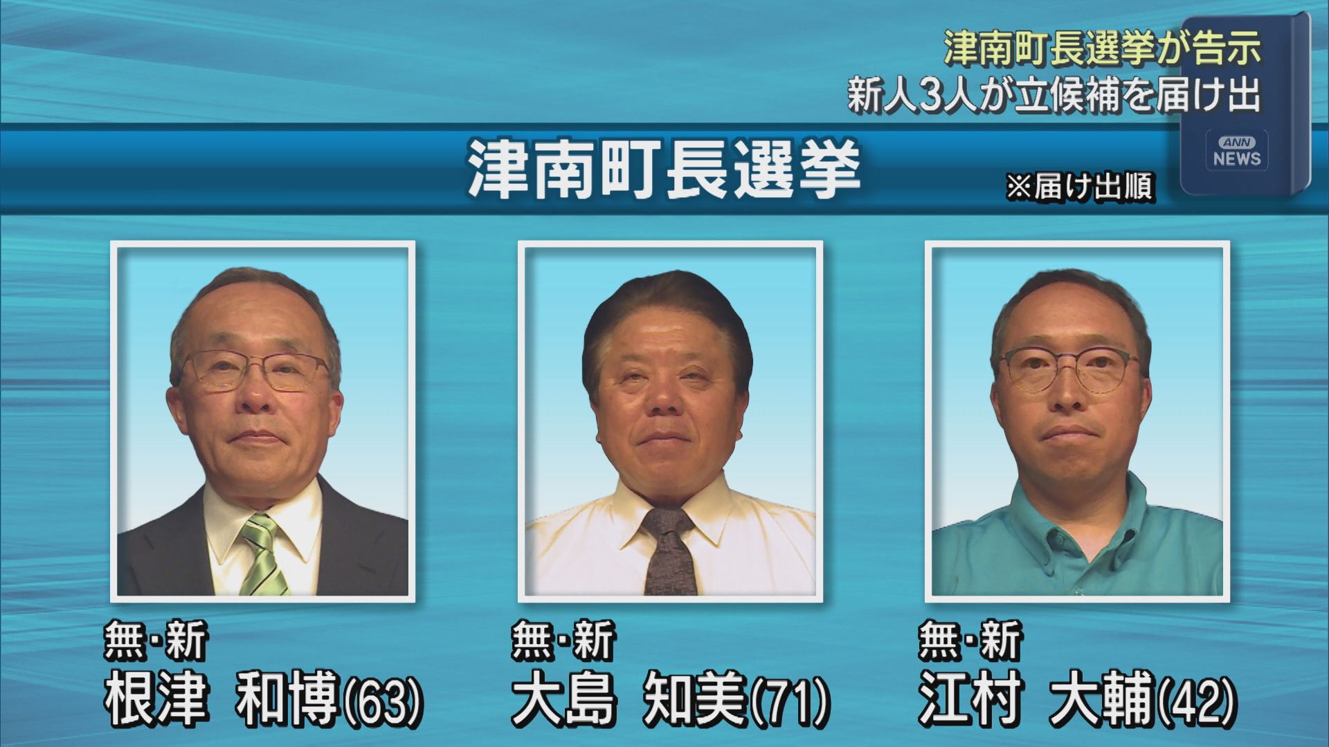 【津南町長選挙｜告示】新人3人が立候補を届け出、28日投開票【新潟】 2026年06月23日(火)